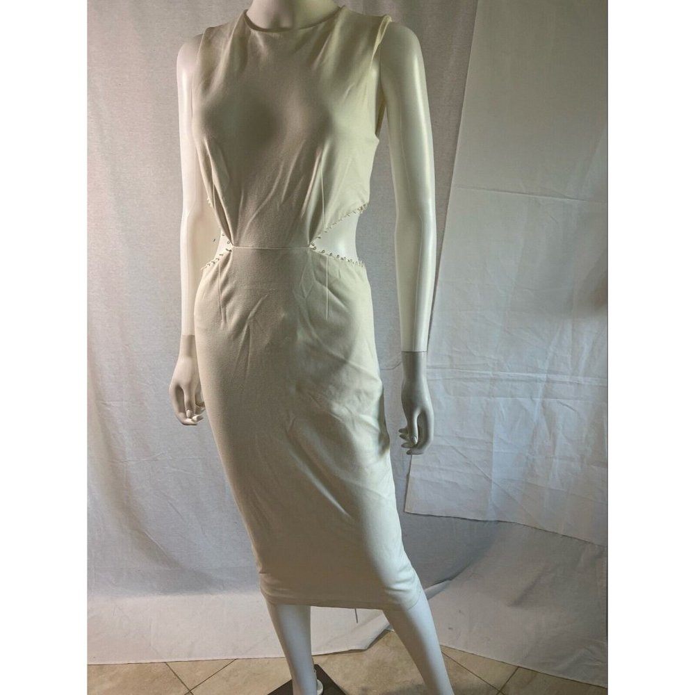 NWT Finders Women's Dress Bodycon Cream Sleeveless Openings On The Side Size S